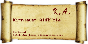 Kirnbauer Alícia névjegykártya